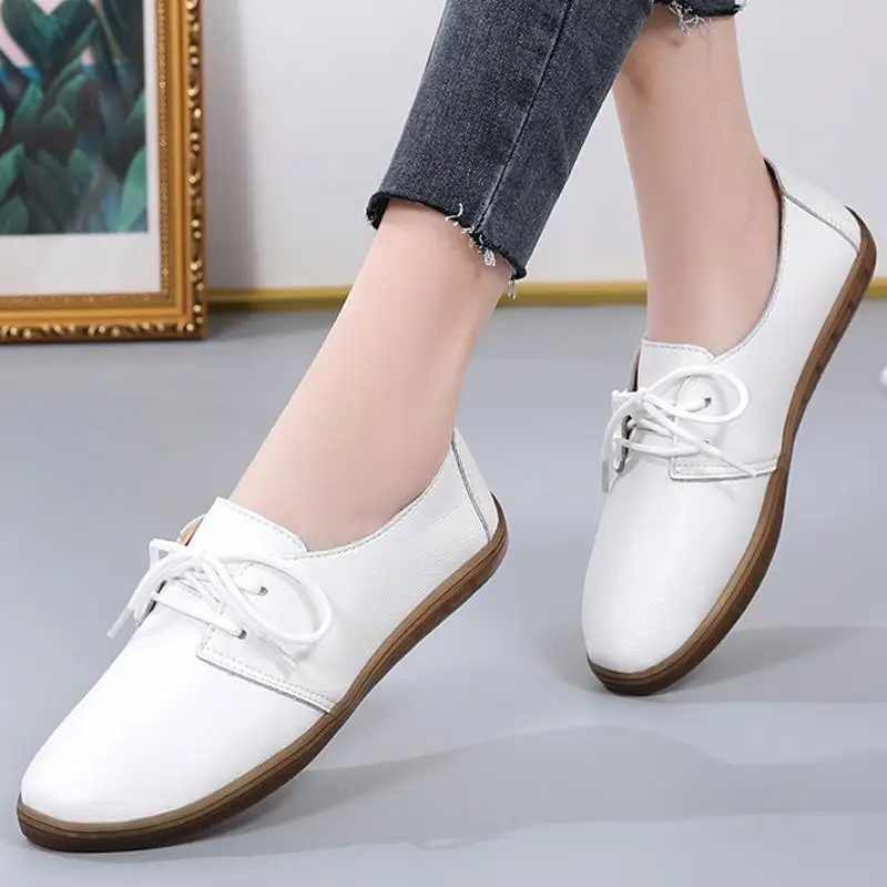 

Mokasin women's 2025 new spring and autumn models, leather soft-soled one-pedal black loafers