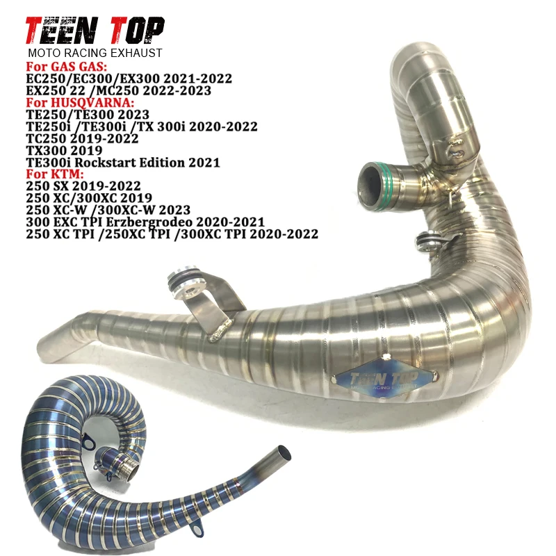 Ti-Alloy Motorcorss Exhaust Pipe For KTM 250SX 250XC 250XC-W 300XC-W 300EXC 250XC TPI Exhaust Header OEM Size Front Pipe