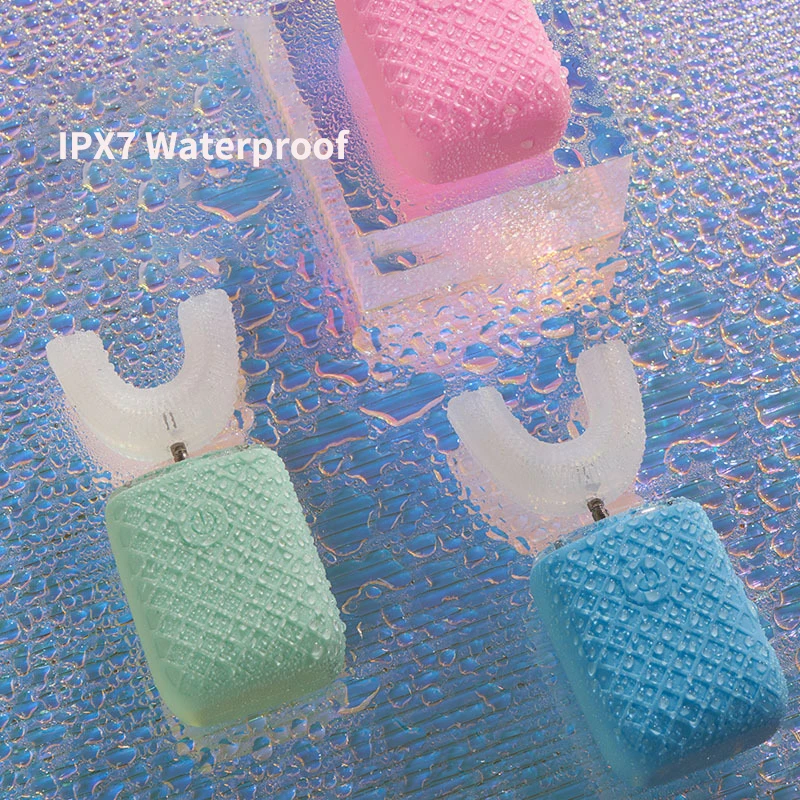 360 ° فرشاة أسنان كهربائية أوتوماتيكية على شكل حرف U قابلة لإعادة الشحن للبالغين والأطفال، فرشاة أسنان سونيك من السيليكون لتبييض الأسنان بالضوء الأزرق #4