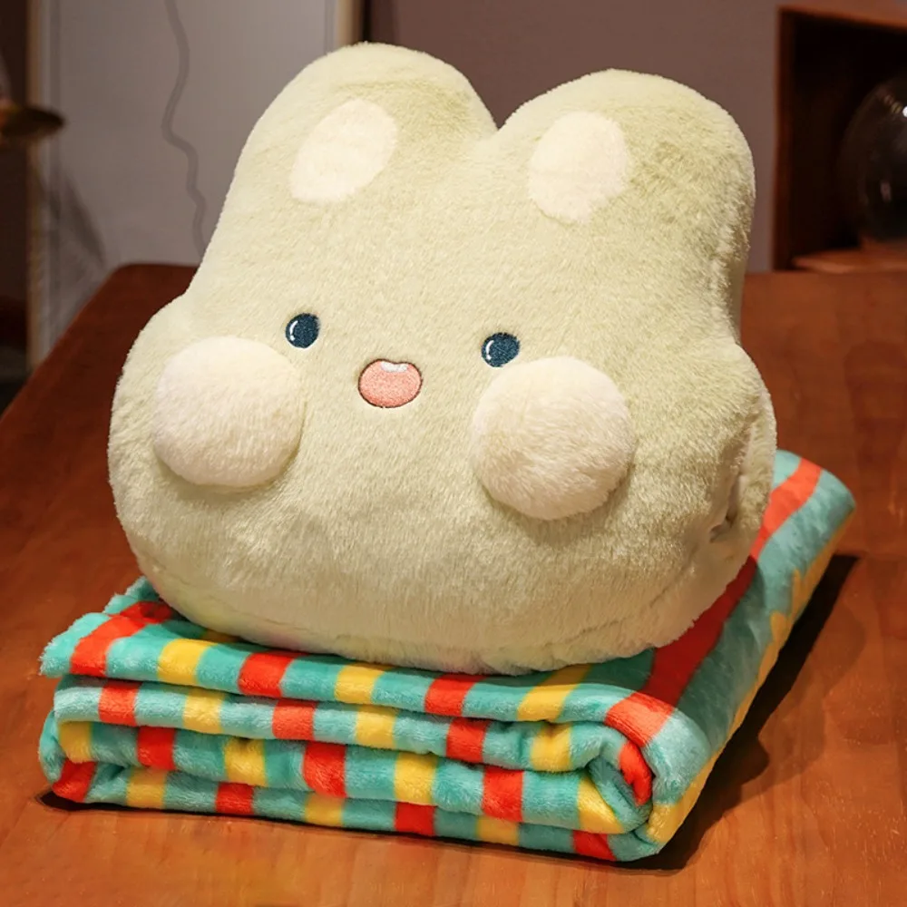 2-IN-1 Throw Pillow Blanket Thickened Hand Insertion Type Nap Pillow Soft Comfortable Cartoon Animal Pillow Office Workers Gift