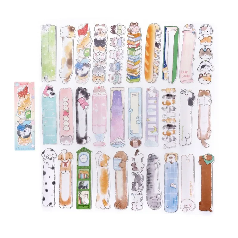 30 ورقة/صندوق مجموعة الإشارات المرجعية الكرتون القط الكلب علامات كتاب القراءة لطيف للطلاب الموظفين علامات صفحة الكتاب #6