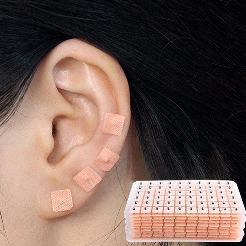 600pcs Ear Seeds Bianstone Ear Acupuncture Massage Auricular Sticker Kit Therapy Needle Patch Seeds Sticker Auriculotherapy Kit