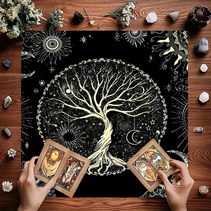 Tarot Game Atmosphere Tablecloth, Moon Phase Pattern Tarot Card Tablecloth Atmosphere Decorative Fabric, Home Decoration