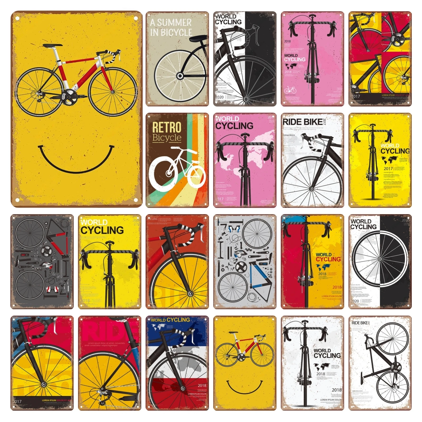 Retro Bicycle Metal Sign Plate Poster Vintage World Cycling Tin Signs Wall Decor for Home Room Garage Bar Man Cave Festival Gift