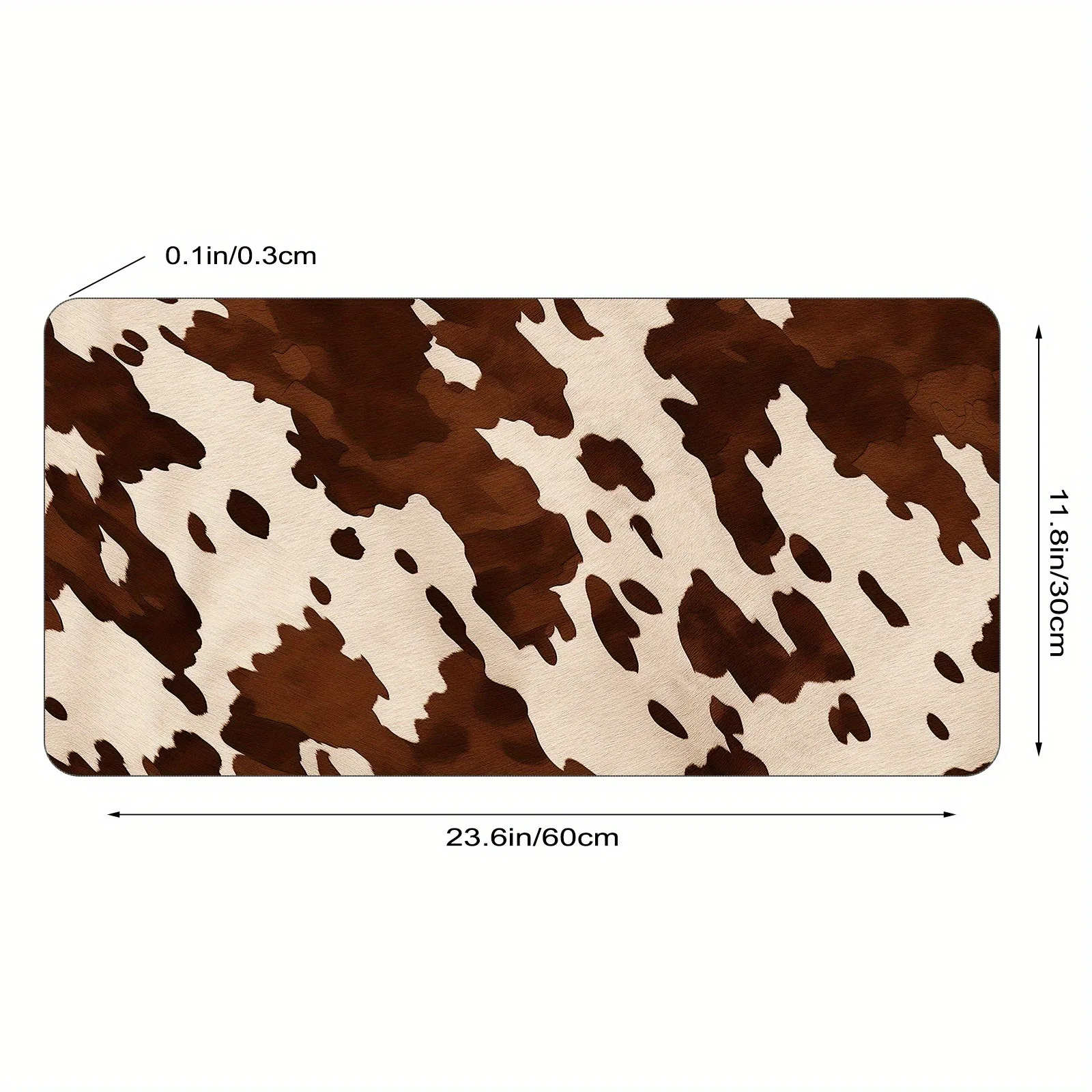 1pc Brown Cowhide Pattern Large Gaming Mouse Pad Multi-Size Non-Slip Stitched Edge Computer Keyboard Desk Mat For Office Home