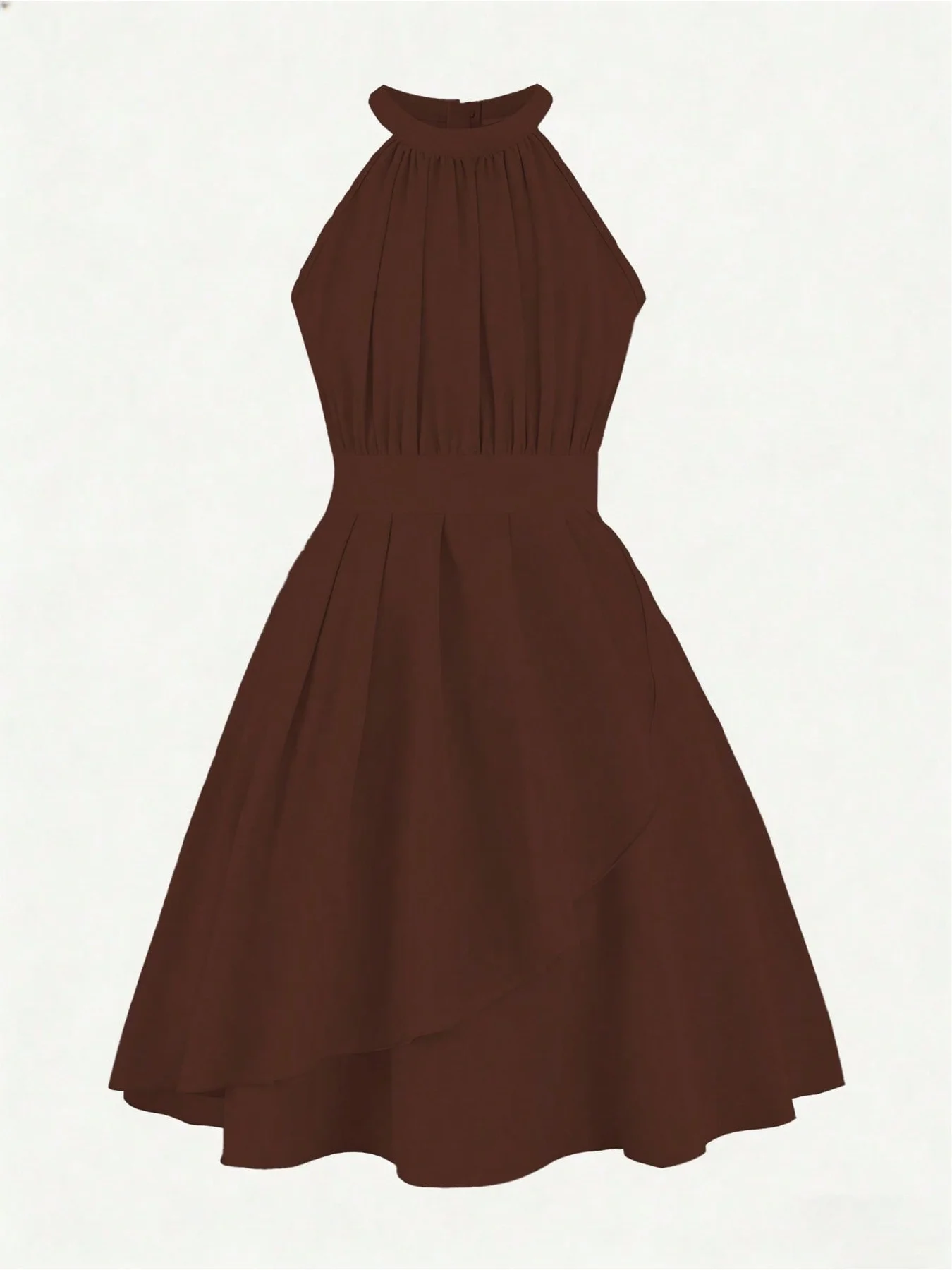Sommerkleid für Mädchen, einfarbig, schulterfrei, ärmellos, lässig, elegant, mit hängendem Hals, locker, bequem, mittellang – Detail 4
