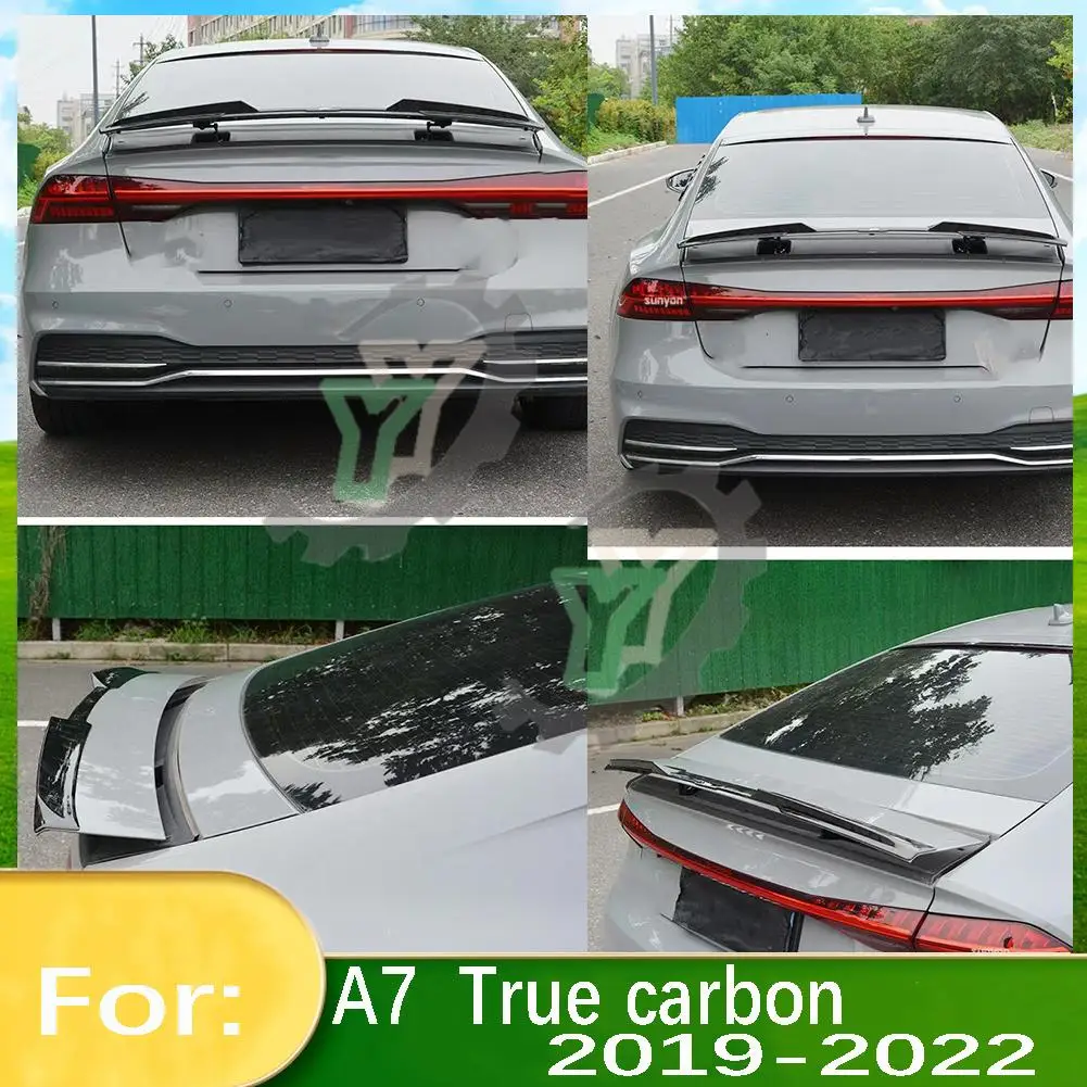 

For Audi A7 2019 2020 2021 2022 TFSI True carbon fiber Car Rear Roof Trunk Spoiler Lip Window Wing