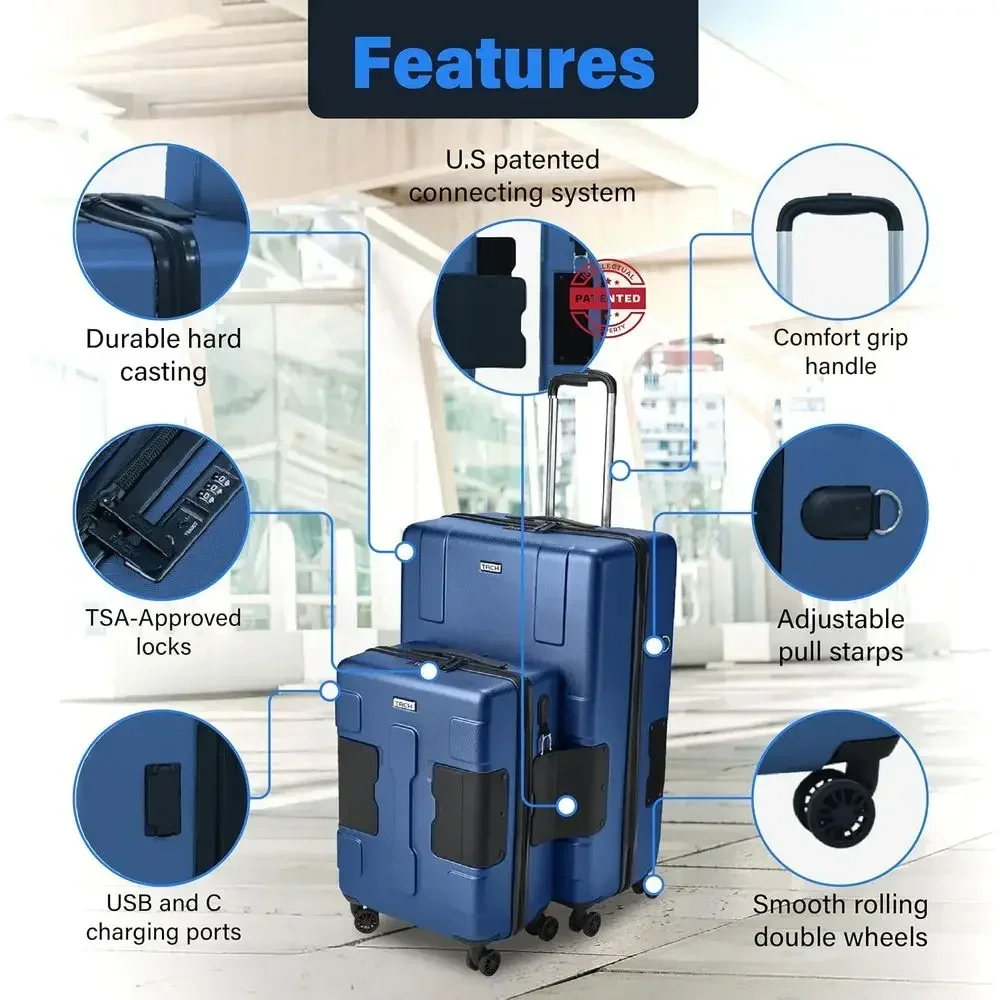 Two-Piece Hard Shell Luggage Set - 20 & 28 Large & Carry-On Suitcases in Night Blue