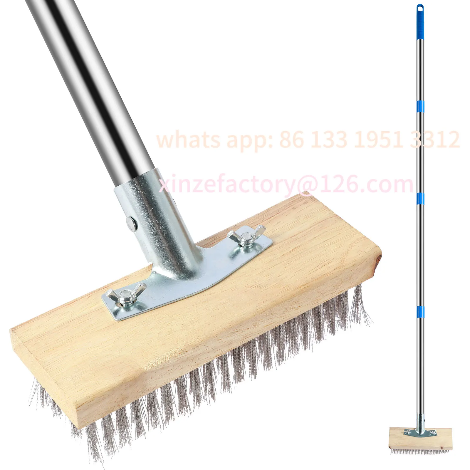 

Customizable Wire Floor Brush with Detachable Long Handle Stainless Steel Multipurpose Cleaning Brushes for Rough Surface Patio