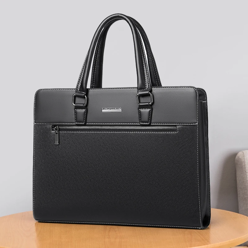 *File bag Men's handbag Commuter document bag Zipper business meeting bag