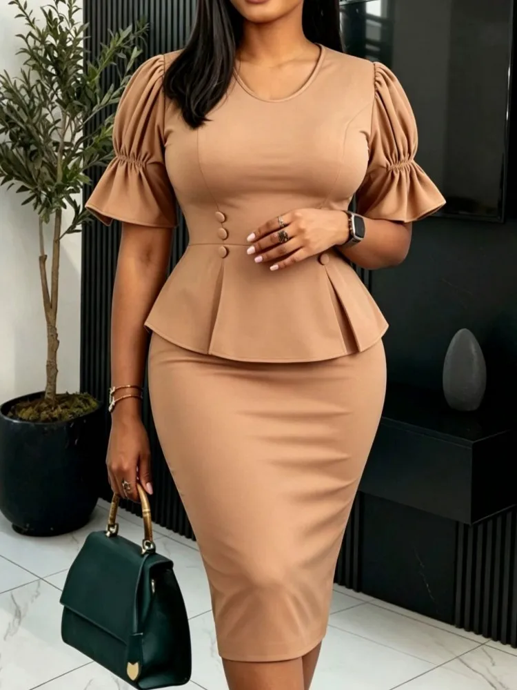 

African Dresses For Women Elegant Summer Autumn Short Sleeve Dashiki Midi Dress Ladies Traditional African Clothing Fairy Dreaes
