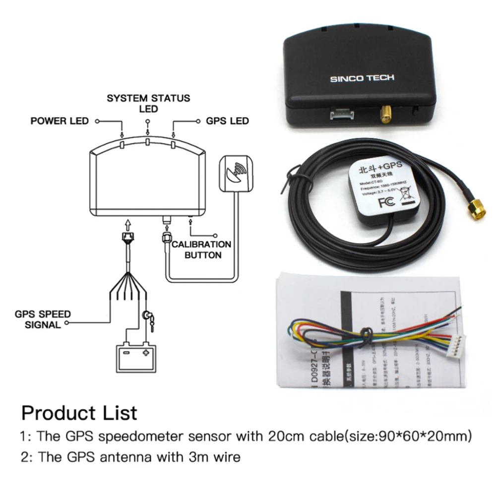 GPS/BD Antenna GPS Speedometer Sensor with Antenna Kit for Racing Car Speedometer Gauges Sensor Kits