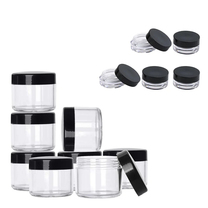 Pots à cosmétiques en plastique africain, transparents, étanches, illables au quotidien, doublure HI pour le stockage de voyage, pommade de gratitude, 2ml-20ml, 50 pièces