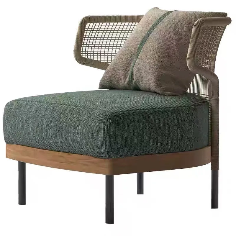 

Outdoor rope sofa hotel homestay teak villa courtyard garden balcony waterproof sunscreen sofa table and chair combination