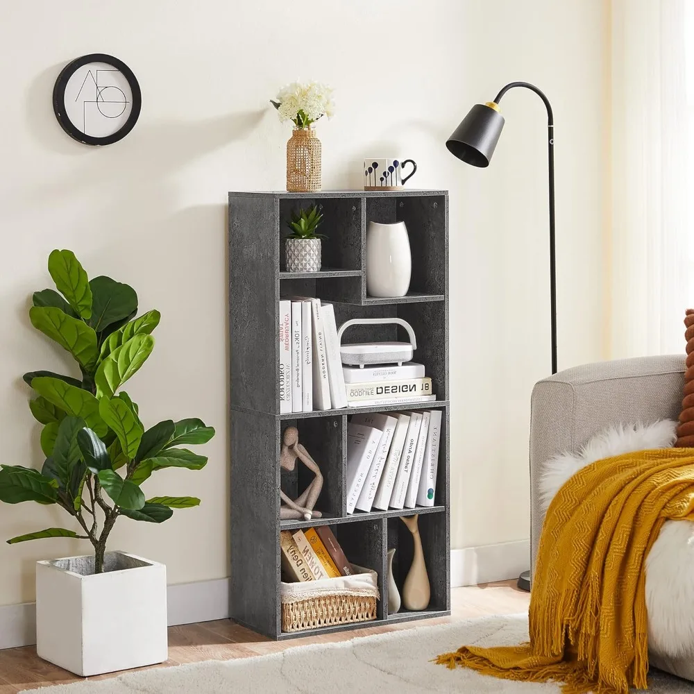 Bookcases,4-storey modern gray floor standing bookshelf, storage cabinet, standard textbook height difference,Bookcases.