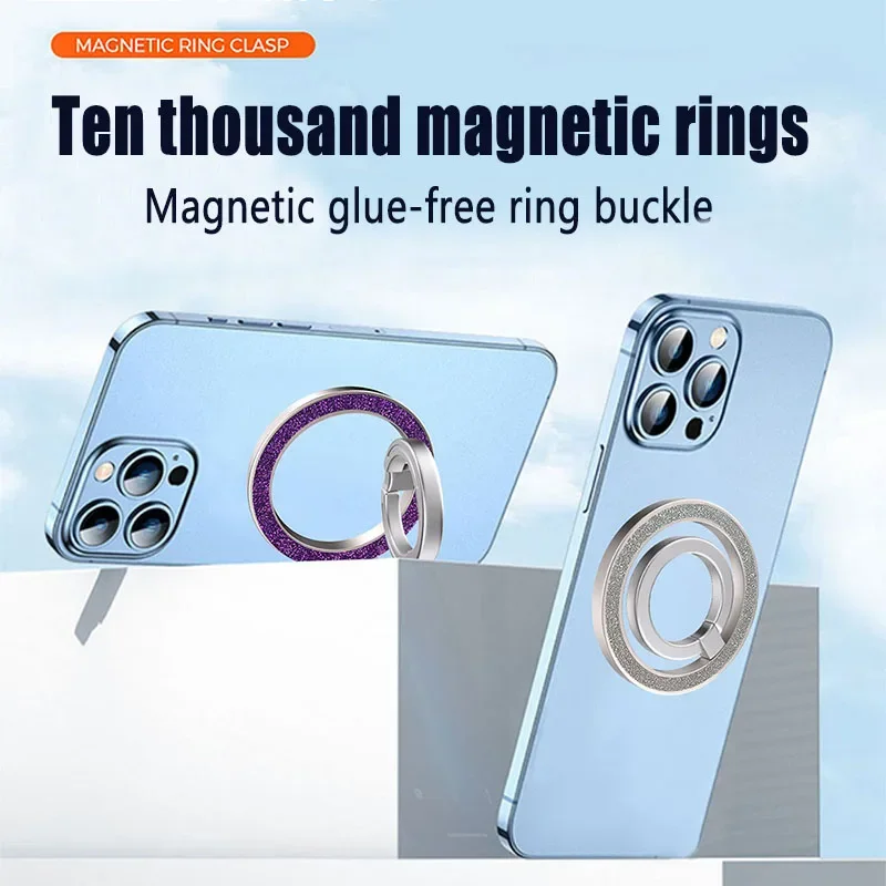 حامل هاتف مغناطيسي فلاش فاخر لحامل مغناطيسي Magsafe مع لوحة حلقة معدنية لهاتف iPhone 14 15 Pro Samsung قابلة للطي #3