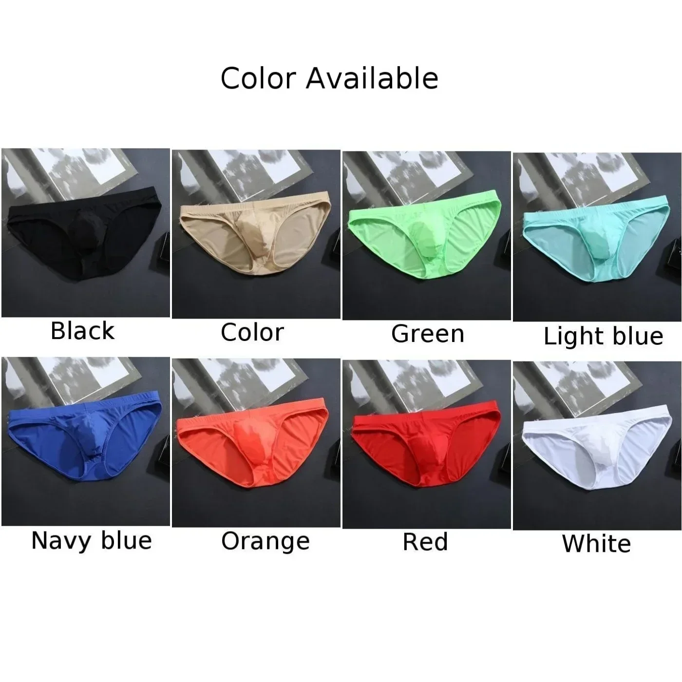 Men Sexy Ice Silk Briefs Seamless U Convex Pouch Underwear Low-rise Panties See Through Ultra-thin Lightweigt Male Briefs