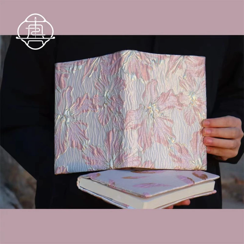 【Golden Feather and Lily】Original Handmade Notebook Covers Protector Book Sleeve Crafted Fabric Products Diary Cover，in Stock