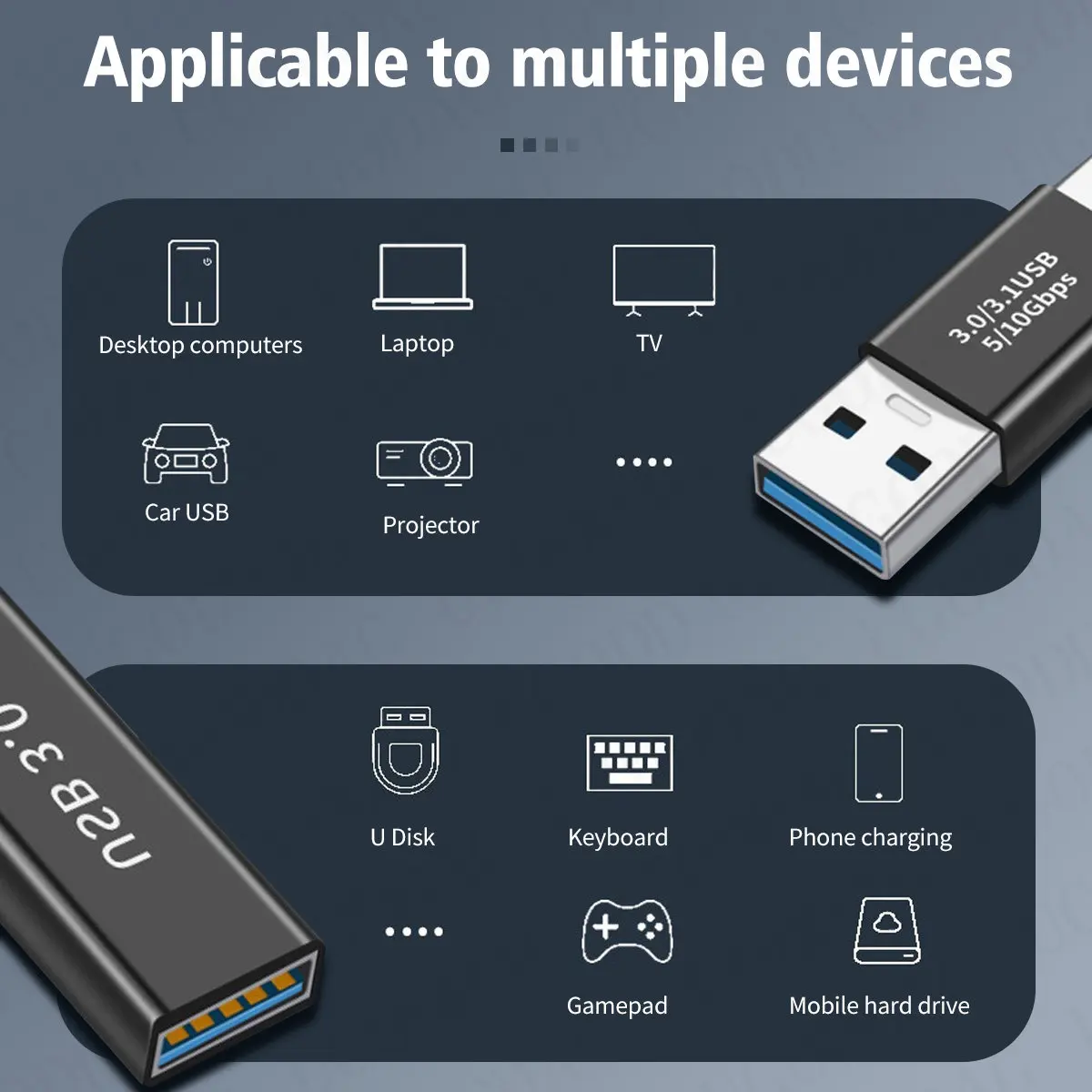 USB 3.0 موصل USB إلى USB محول 5Gbps Gen1 ذكر إلى ذكر أنثى USB محول SSD HDD كابل موسع USB 3.0 تمديد التوصيل