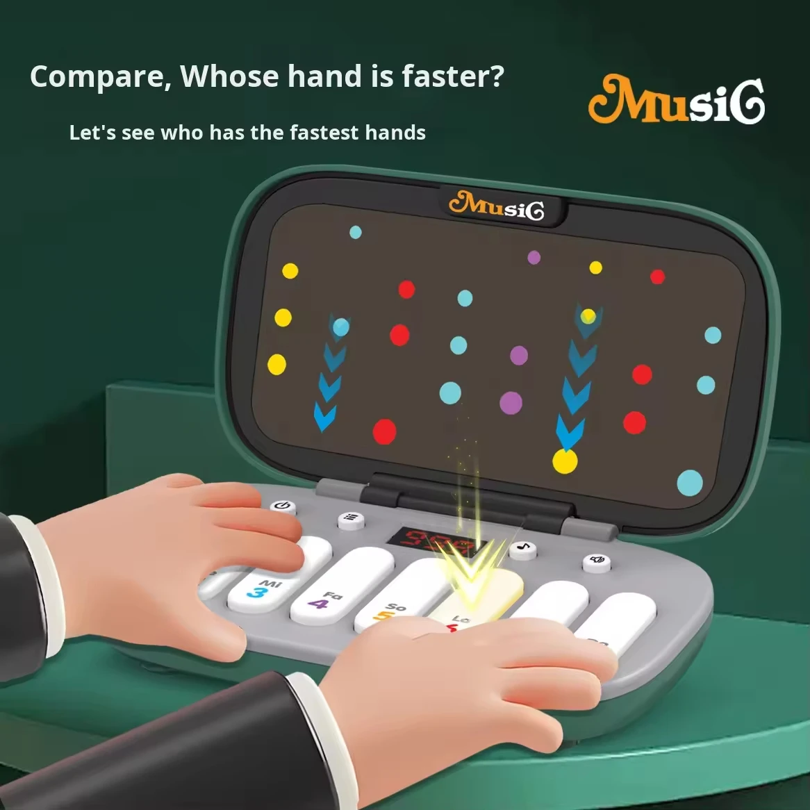 Rhythm Music Game Console, Pocket Piano, Educational Toy, 7-Mode Puzzle Machine, Christmas, Halloween, Black Friday