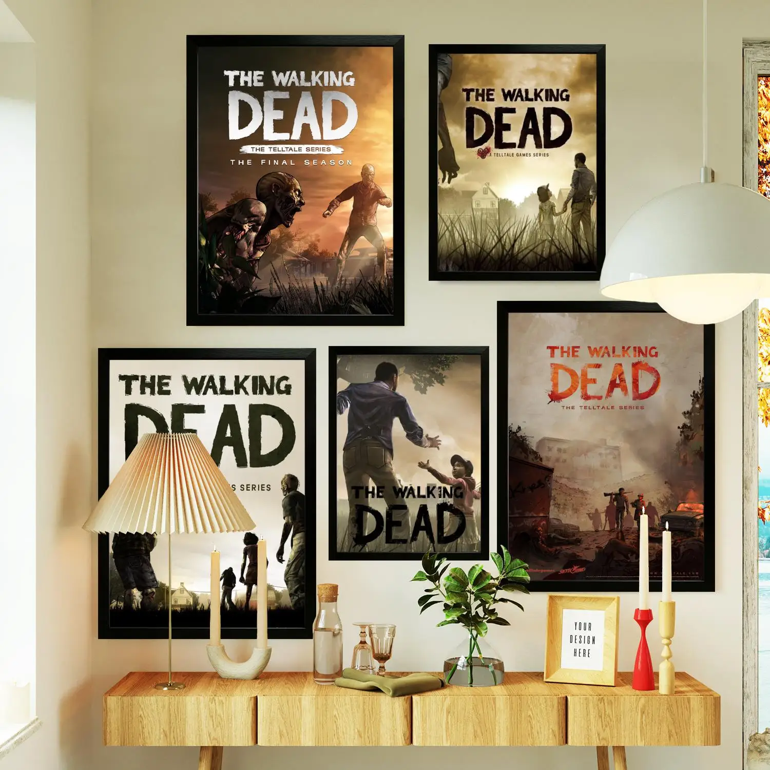 Black Frame telltale the walking dead Wall Art Canvas Painting Poster For Modern Family Living Room Home Decor