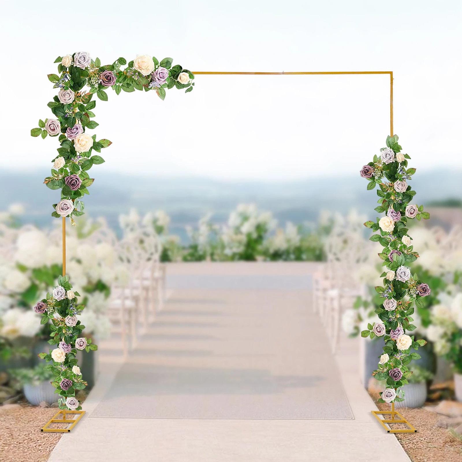 9.8x9.8FT Wedding Arch Metal Stand Backdrop Flower Balloon Frame Party Event White Square Stand Rack