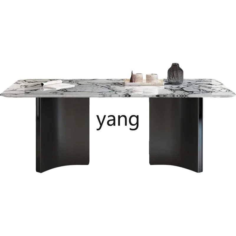 Lmm light luxury marble dining table modern simple rectangular family dining table and chair combination