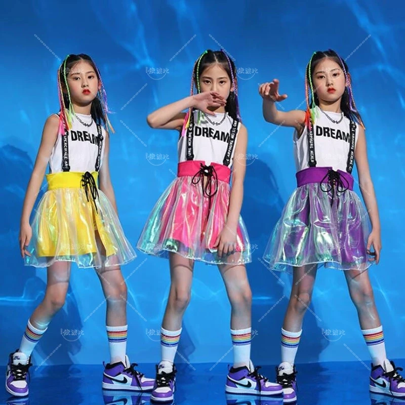 Girls Jazz Dance Costumes Hip Hop Outfits Cheerleading Performance Clothing Street Dancing Dress Suit Kids Modern Stage Wear