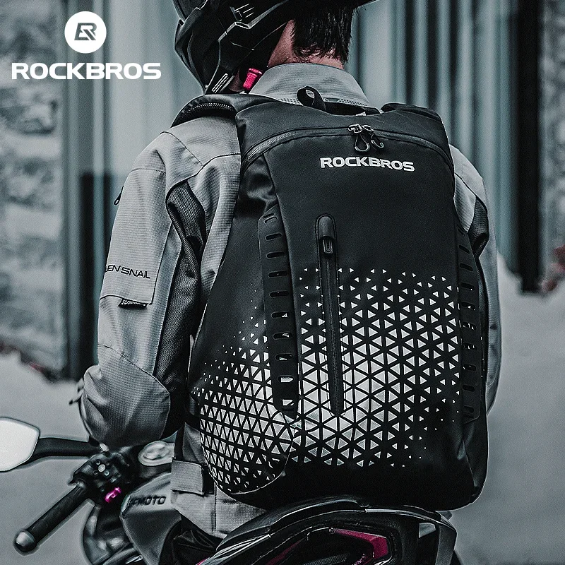 ROCKBROS Backpack High-Capacity Full Helmet Bag  Travel Luggage Bag 14.5L Breathable Reflective Motorcycle Rider Bags Accessory