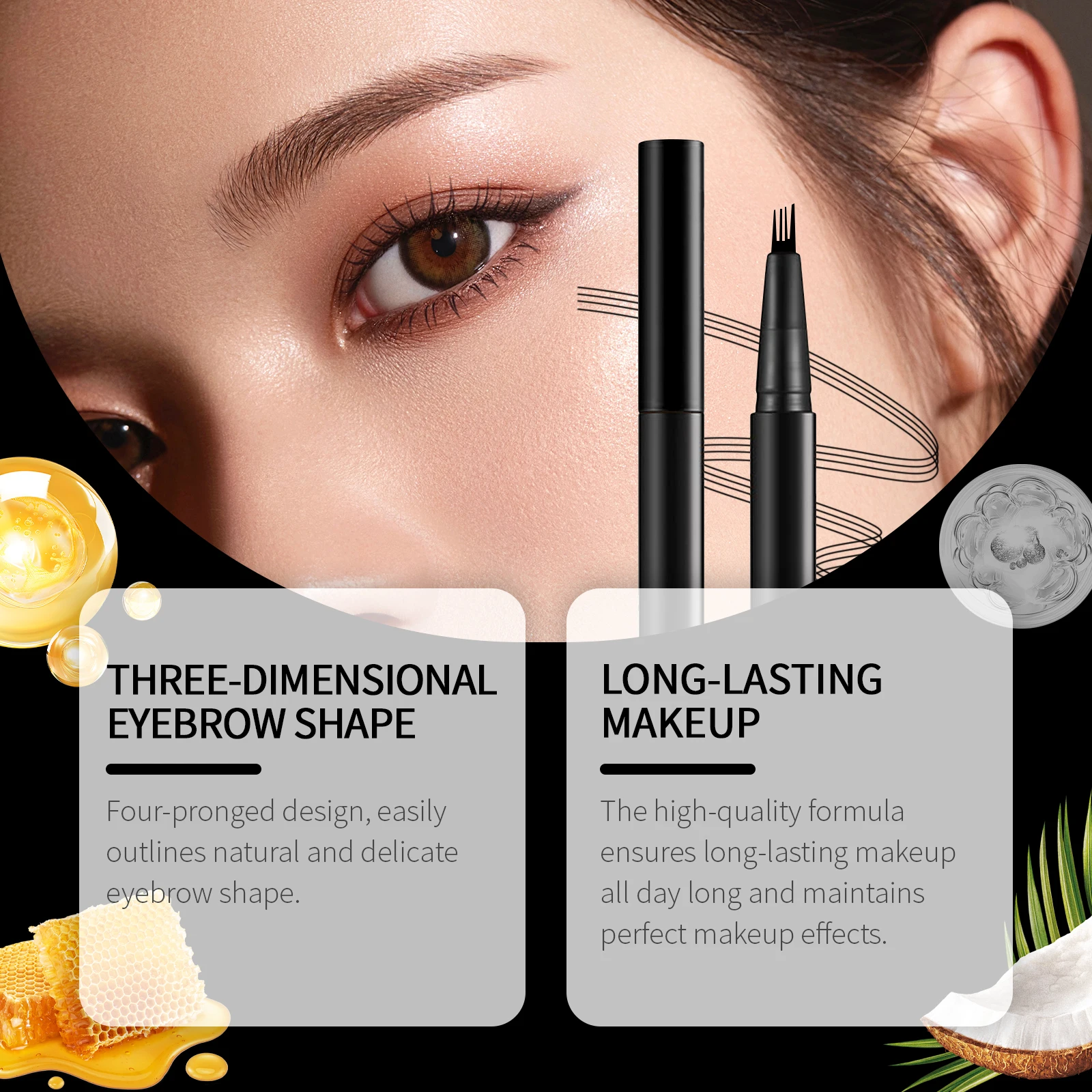 Lápiz de contorno de cejas que garantiza la saturación del Color, mejora el efecto Natural, efecto de ajuste de maquillaje, lápiz de cejas hidratante