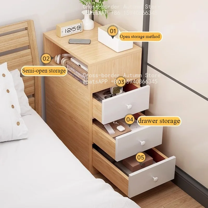 Bedside table Bedroom simple modern ultra-narrow simple crevice storage cabinetBedside table Household bedside shelf sidecabinet
