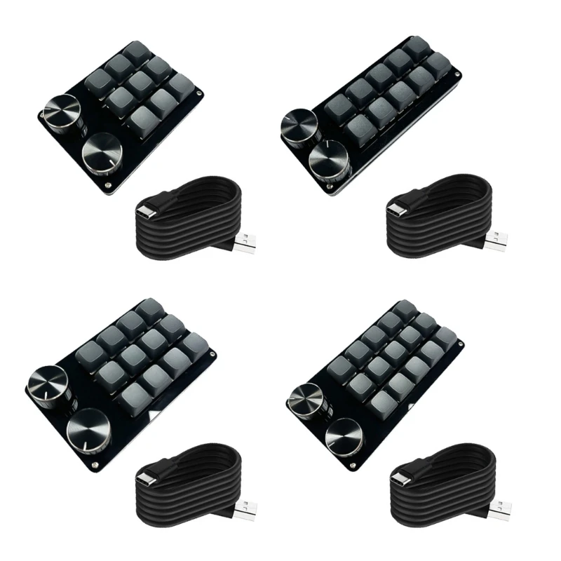 

F3KE Customizable Macro Keypad with Double Knob, 9Key/10Key/12Key/15Key Mechanical Gaming Keyboards, Programmable Keypad