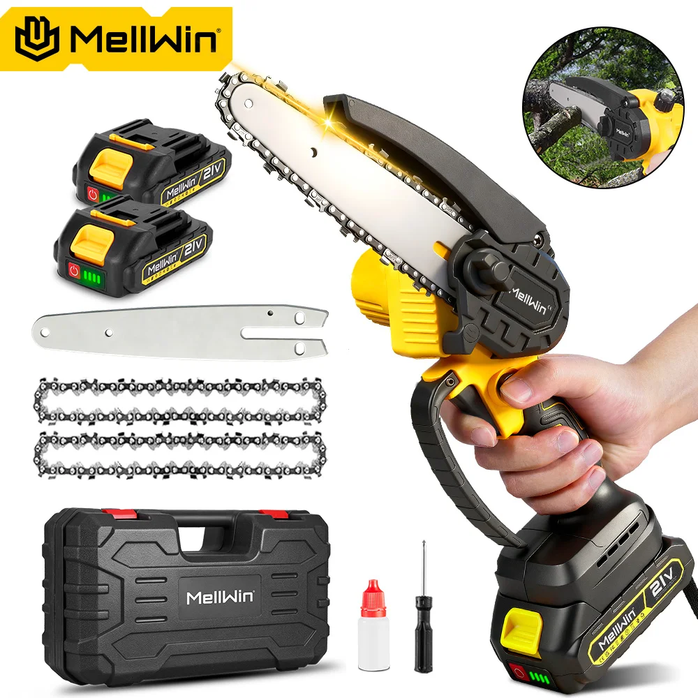 MELLWIN 6 Inch Cordless Electric Chain Saw Mini Handheld Pruning Saw Woodworking Cutting Saw Tool For Makita 18V Battery Pin