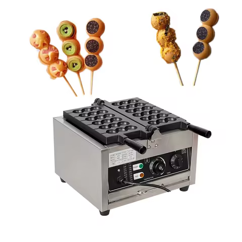 110V 1500WCommercial Electric Bubble Skewer Waffle Ball Machine 6-Grid Teflon Non Stick Pan Stainless Steel Belgium Waffle Ball