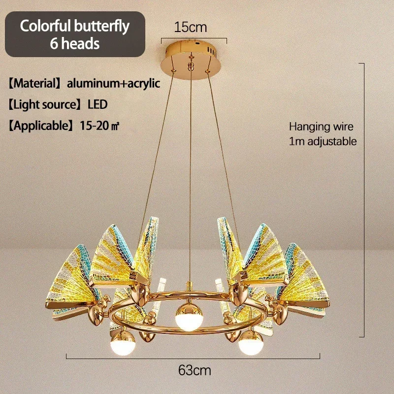 Candelabro de mariposa Circular creativo nórdico, dormitorio, sala de estar, restaurante, lámparas LED colgantes, iluminación moderna para el hogar, decoración