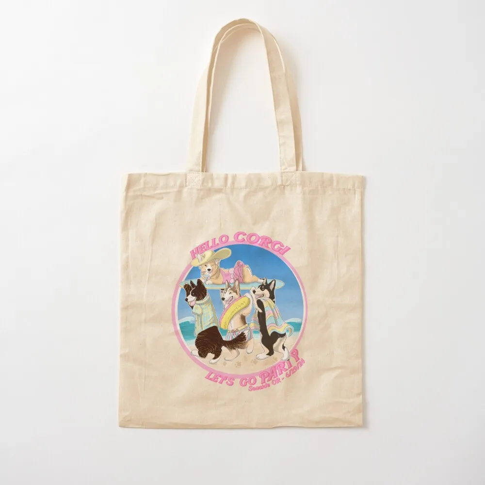 

Hello Corgi, let's go party! Tote Bag sacs de shopping tote bags aesthetic personalized tote