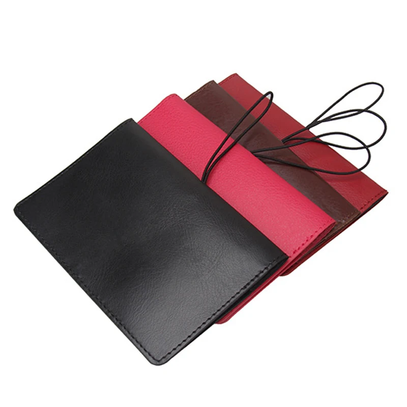 Minimal Ultra-thin Leather Passport Cover Travel Accessories Anti-loss Elastic Credit Card Holder Passport Case Protective Cover