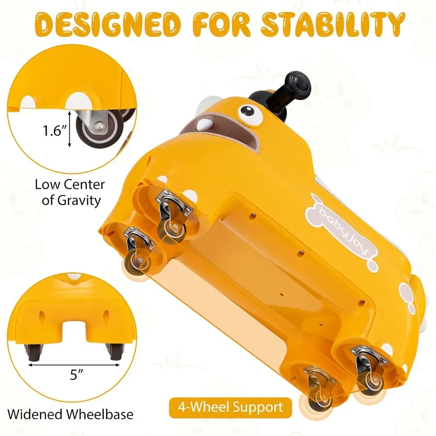 รถของเล่นเด็กหัดเดินแบบขี่, รถเลื่อนแบบเหยียบเท้าพร้อมที่เก็บของใต้เบาะ, ไฟ, เพลงและแตร, ล้ออเนกประสงค์ 4 ล้อ, รถสำหรับเด็ก