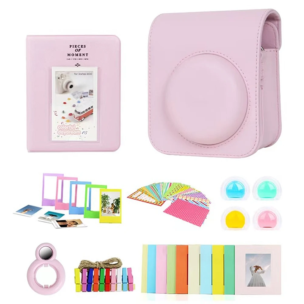 7 In 1 Instant Mini 12 Camera Accessories Set Selfie Mirror+Color Filters+DIY Sticker for Fujifilm Instax Mini 12 Instant Camera