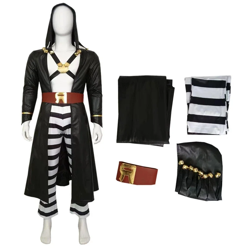 

Anime Cosplay JoJo's Bizarre Adventure Golden Wind Risotto Black Black Uniform Hooded Trench Pants Halloween Party Outfit for Me