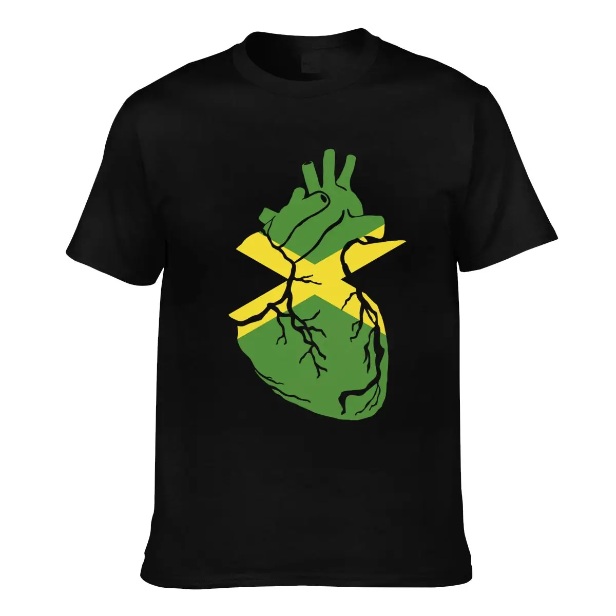 Jamaica Anatomical Heart Shape Country Flag Short Sleeve 100% Cotton T shirts Men Women Unisex Clothing T-Shirt Tops Tees