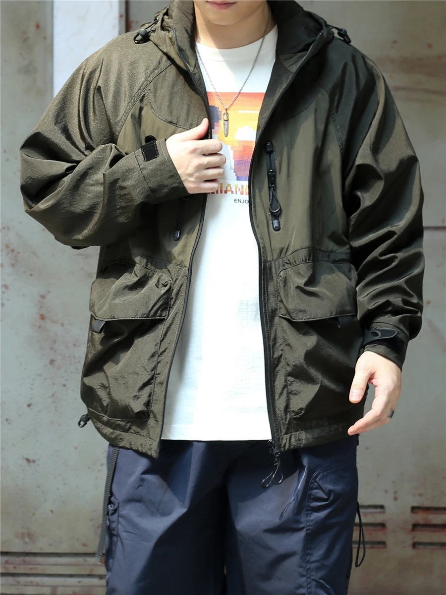 

Усовершенствованная ветрозащитная куртка-пэчворк серии Mountain с капюшоном, мужская функциональная куртка для активного отдыха на природе