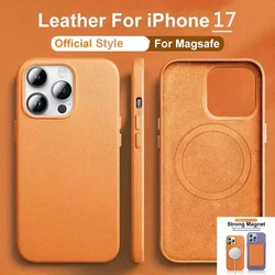 Officiële MagSafe lederen tas voor Apple iPhone 16 Pro Max 13 12 14 15 Plus Originele sterke MacSafe magnetische cover accessoires