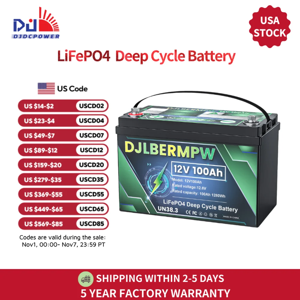 

12V 100Ah Mini LiFePO4 Battery Built-in 100A BMS Deep Cycle High-Efficiency Lithium Iron Phosphate for Portable & Off-Grid Power