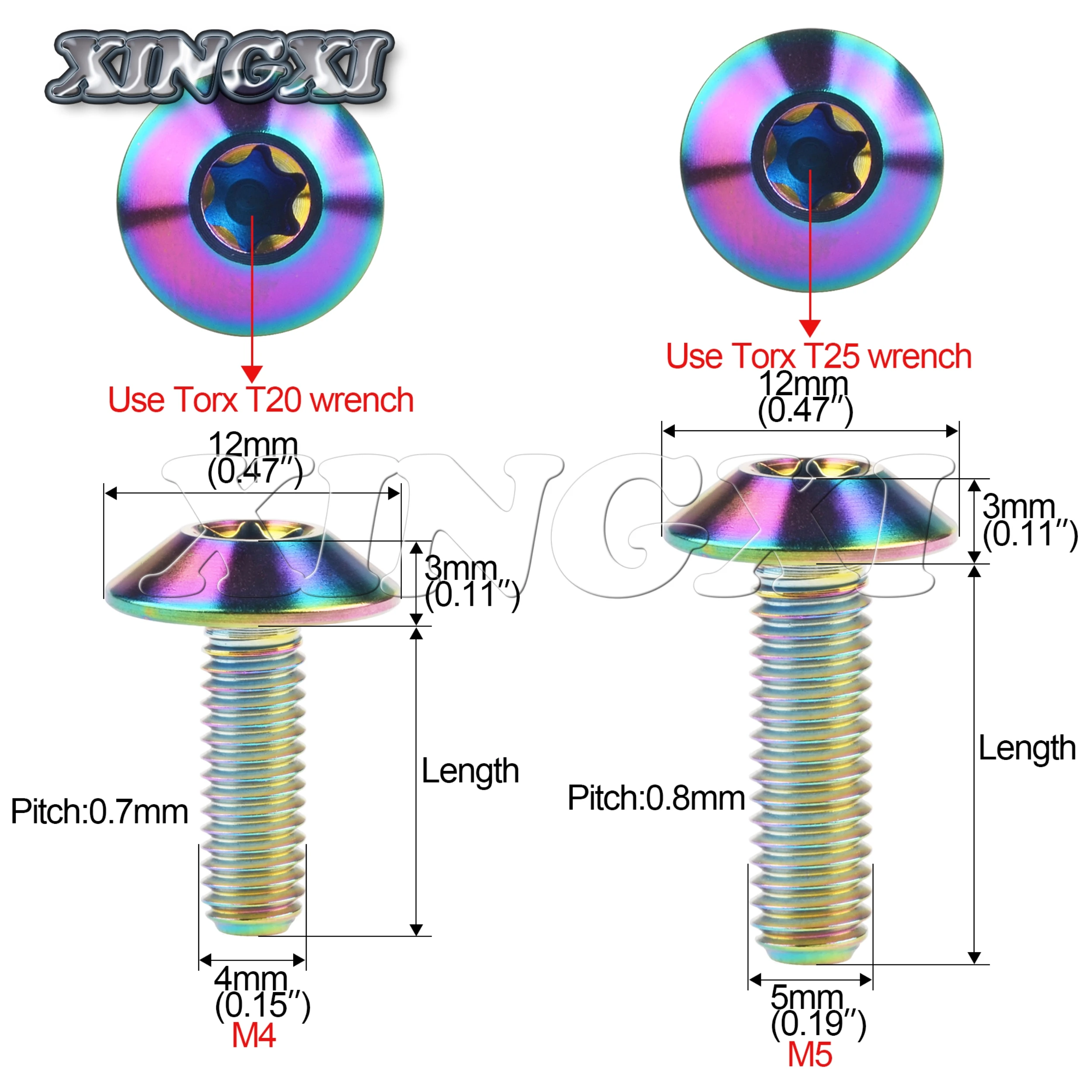 Xingxi Titanium Ti Bolt M4/M5/M6x10 12 15 20 25 30 35mm Umbrella Head Inner Plum Screw for Motorcycle Bike Fasteners