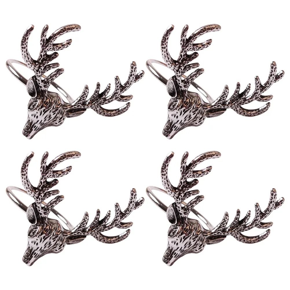 

Rings Deer Head Napkin Christmas Decoration New Years Eve Holder Holiday Napkins
