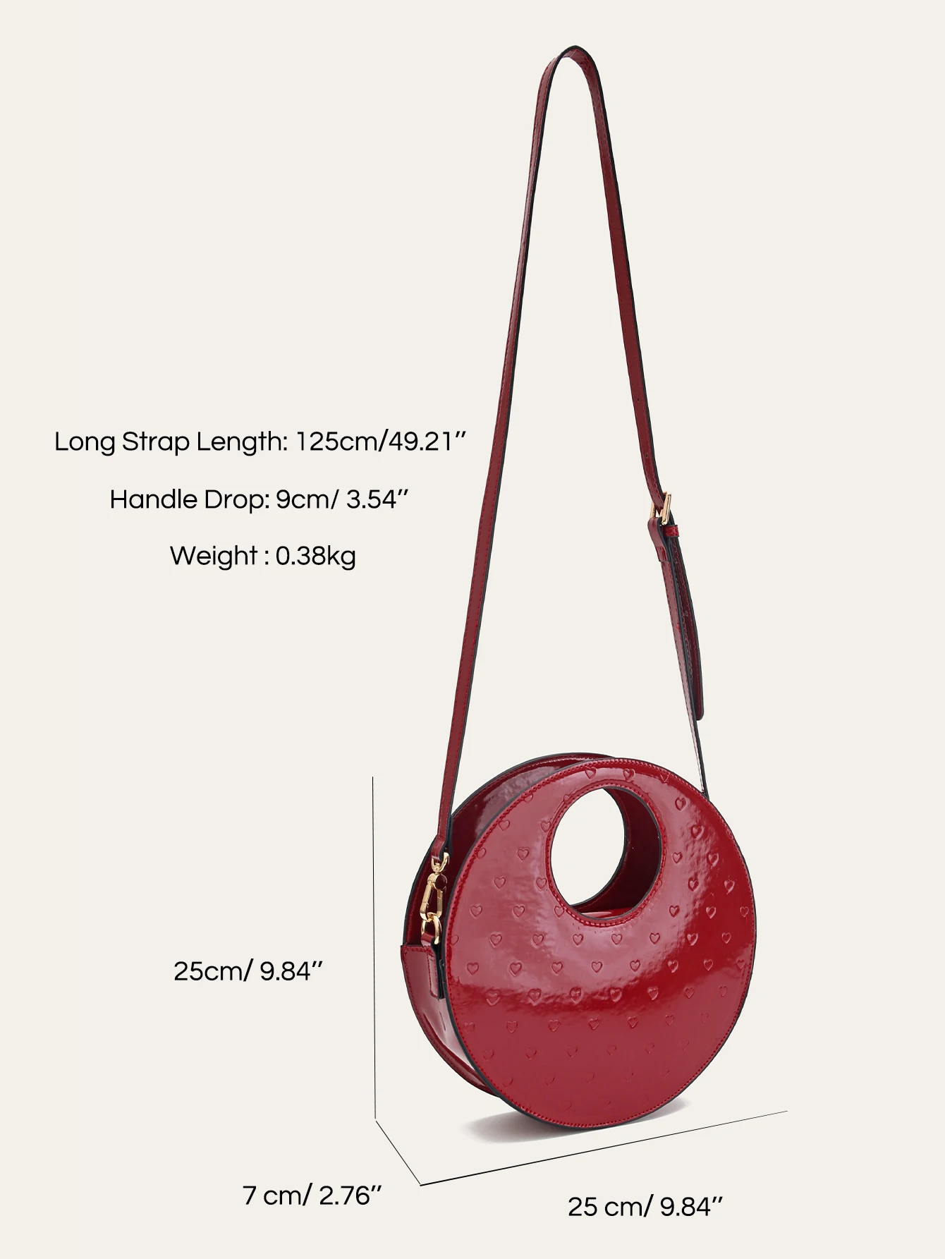 CEZIRA PU Patent Leather Women Elegant Style Round Top-handle Bag Luxury Fashionable Heart Shaped Pattern  Crossbody Handbags