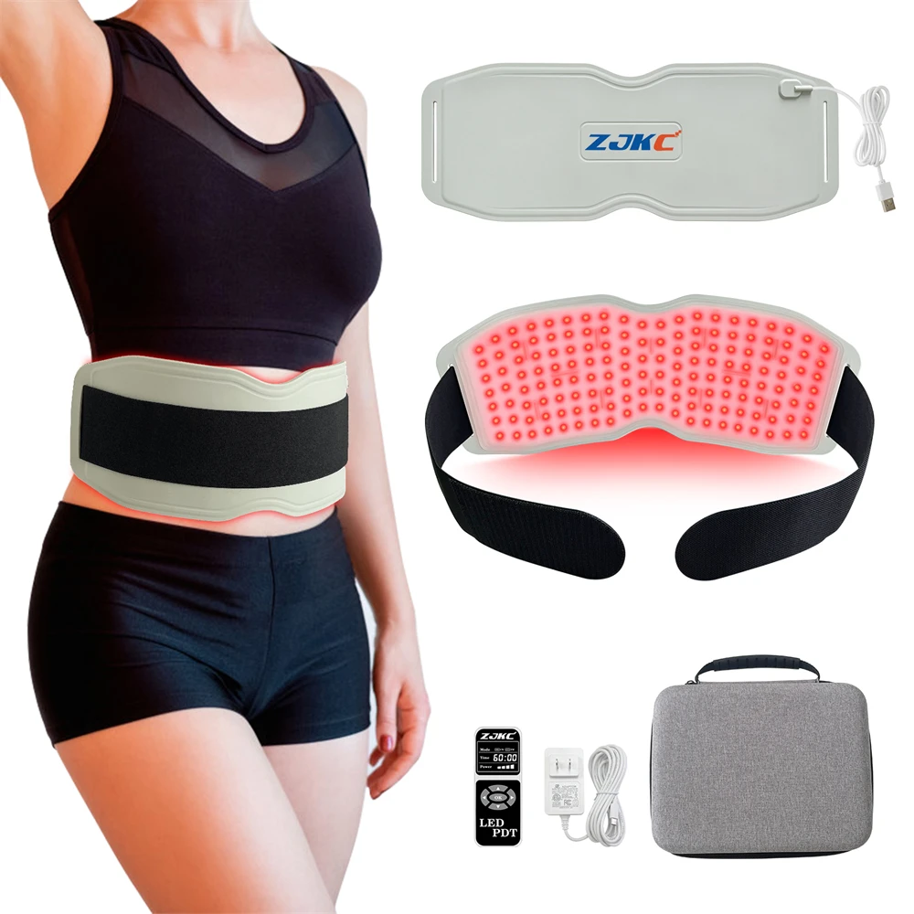 ZJKC Flexible Soft Silicone Red light therapy Belt Wrap 660nm 850nm 940nm Pad for Waist Back Abdomen Knees Wrists Joints Muscle