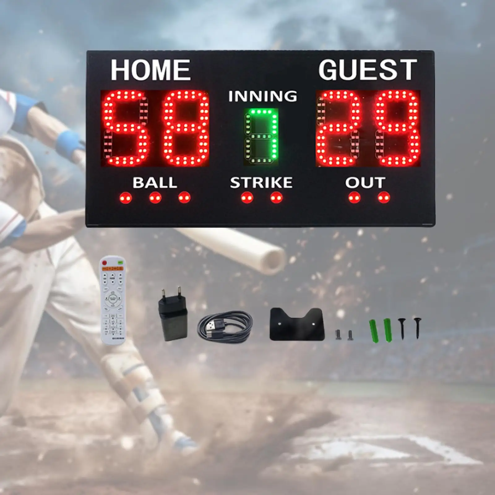 

Digital Baseball Scoreboard with Remote LED Display LED Baseball Scoreboard for Games Competition Outdoor Training Practice