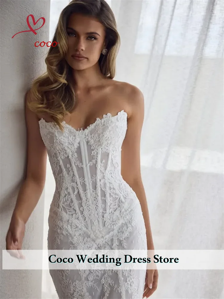 Maßgeschneidertes, luxuriöses, desmontable-Hochzeitskleid 2 und 1, herzförmiger Kragen, ärmelloses Meerjungfrau-Hochzeitskleid. Vestidos de Novia